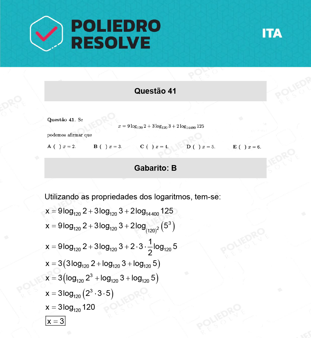 Questão 41 - 1ª Fase - ITA 2022