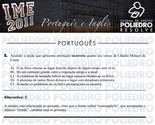 Questão 5 - Português e Inglês - IME 2011