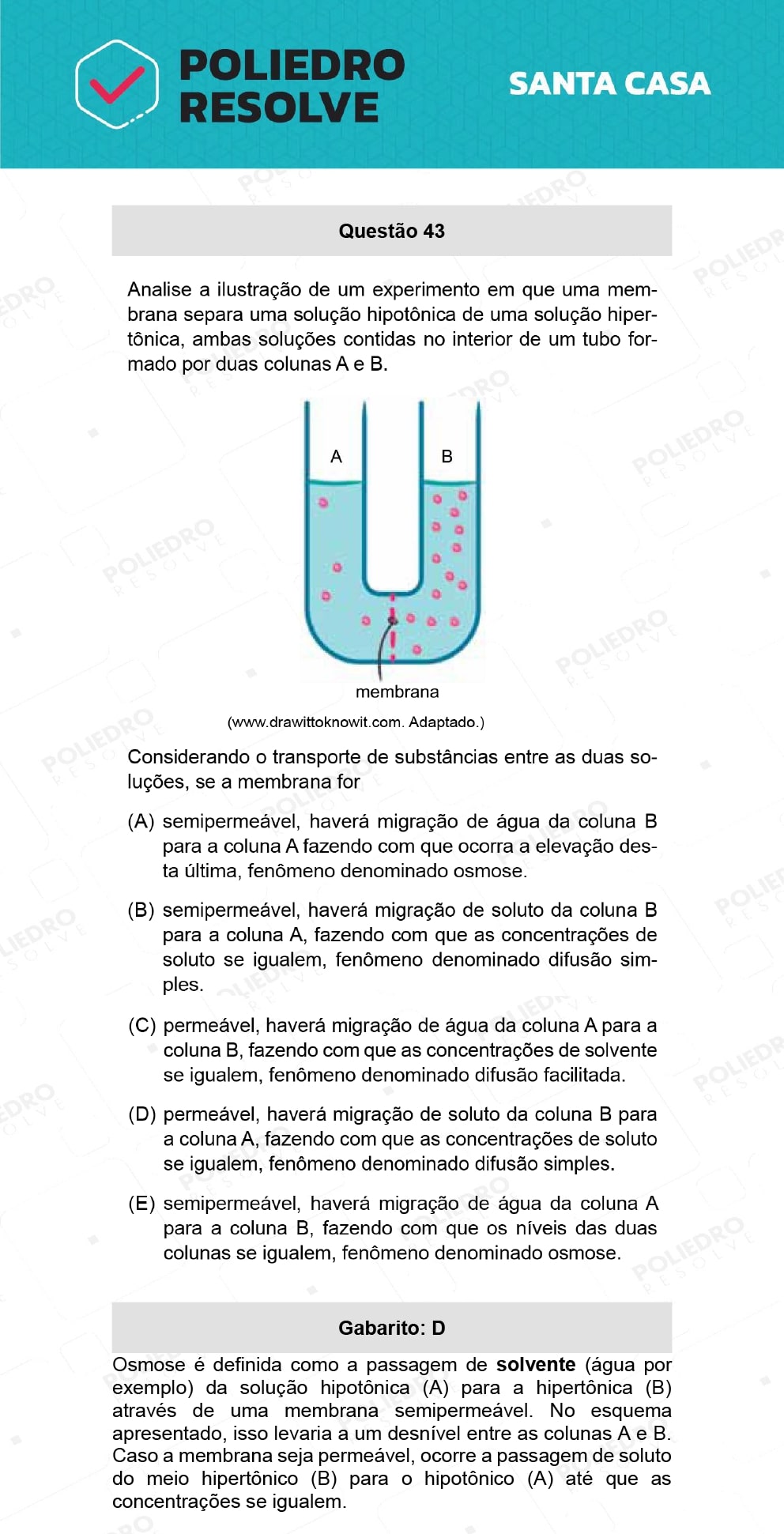 Questão 43 - 1º Dia - SANTA CASA 2022