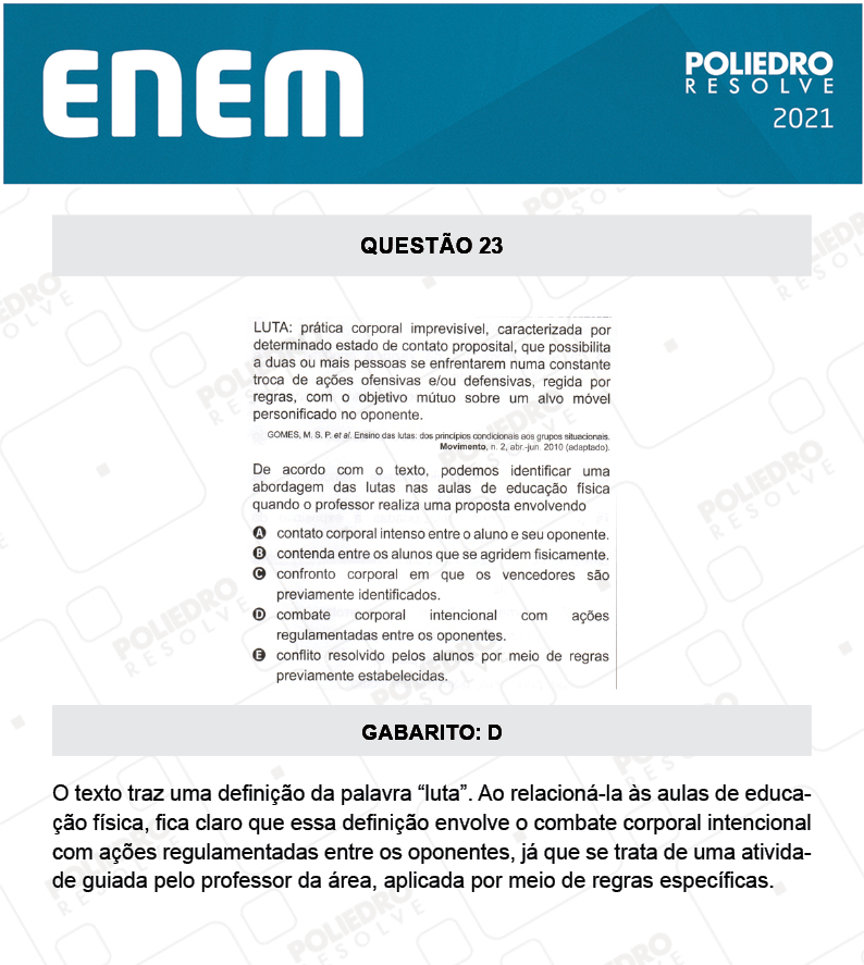 Questão 23 - 1º DIA - Prova Amarela - ENEM 2020