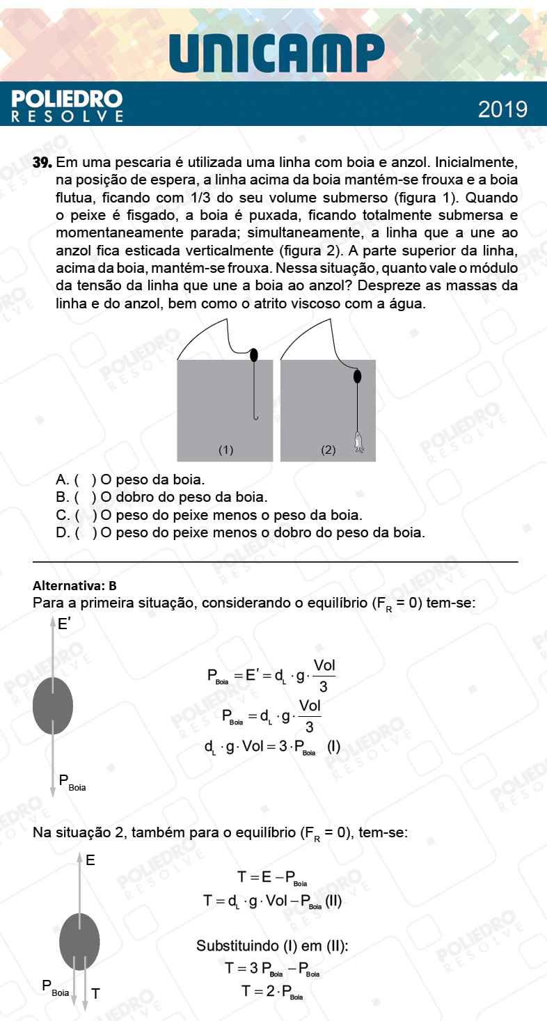 Questão 39 - 1ª Fase - PROVA Q e X - UNICAMP 2019