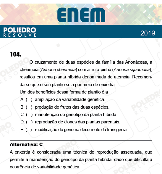 Questão 104 - 2º Dia - Prova CINZA - ENEM 2018