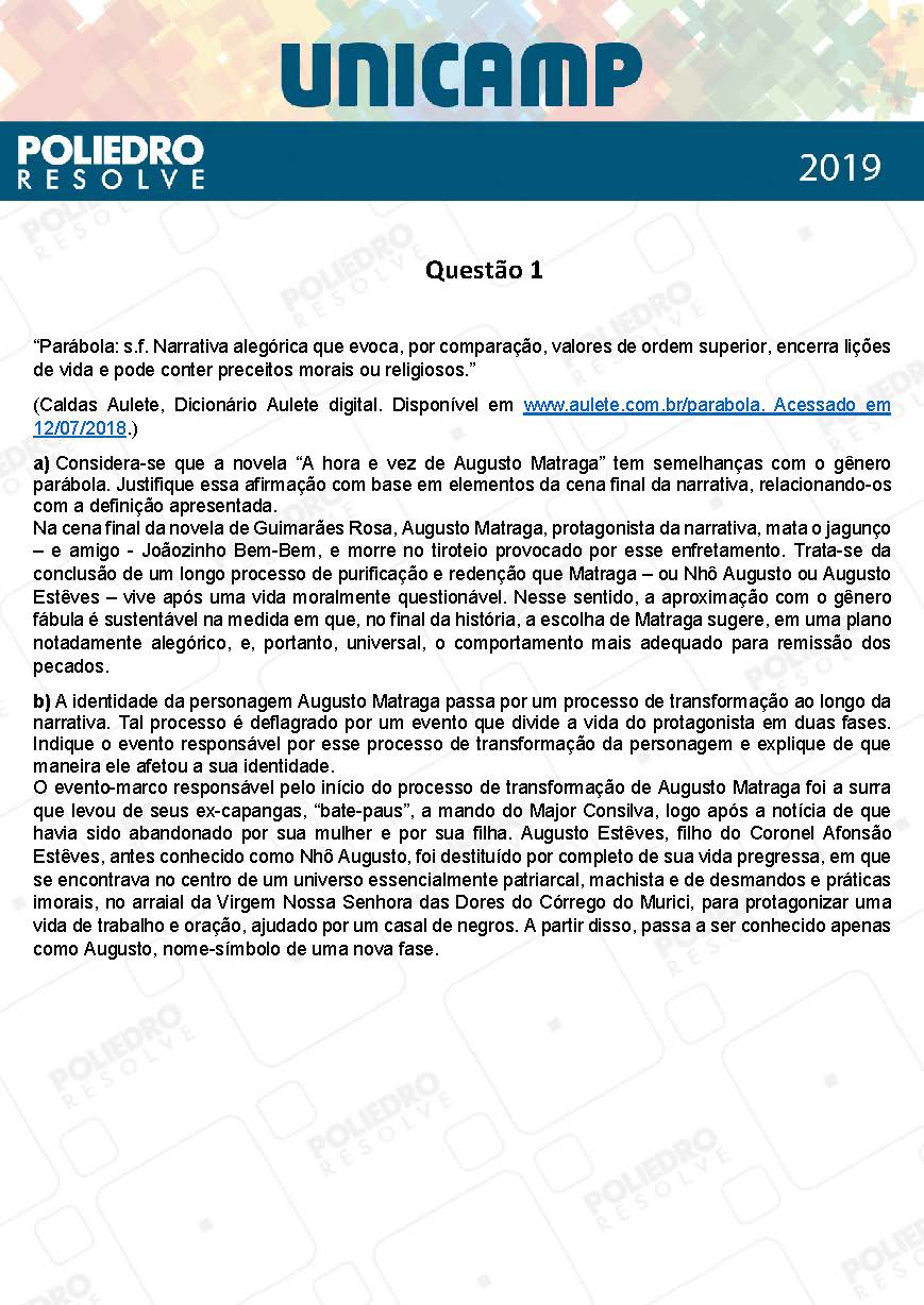 Dissertação 1 - 2ª Fase - 1º Dia - UNICAMP 2019