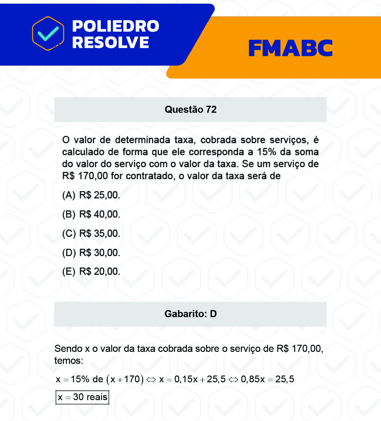 Questão 72 - Fase única - FMABC 2023