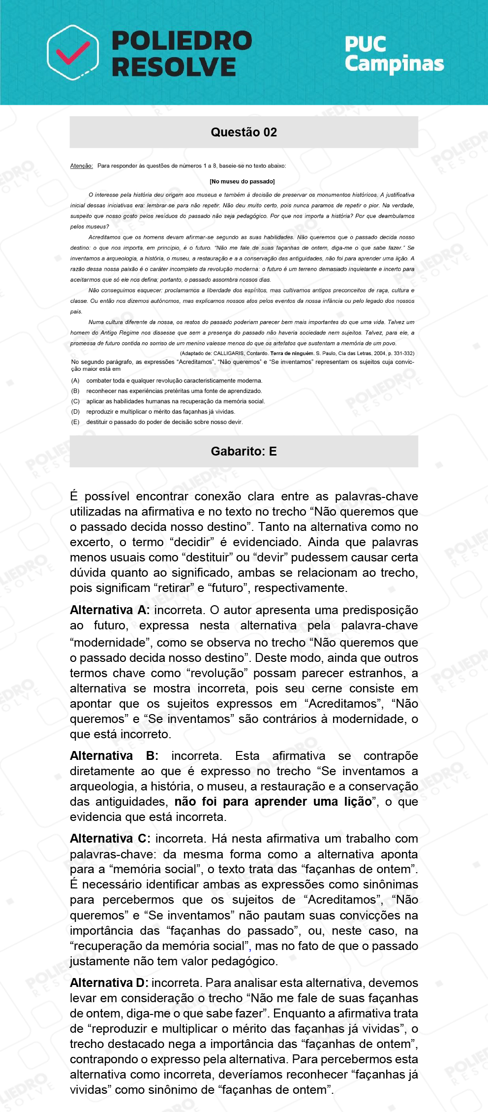 Questão 2 - Prova Geral e Medicina - PUC-Campinas 2022