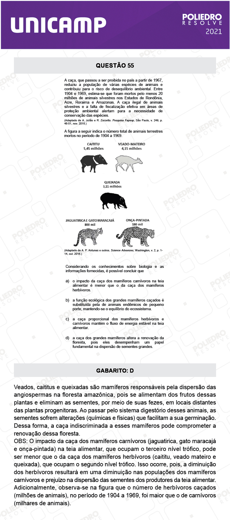 Questão 55 - 1ª Fase - 1º Dia - E e G - UNICAMP 2021