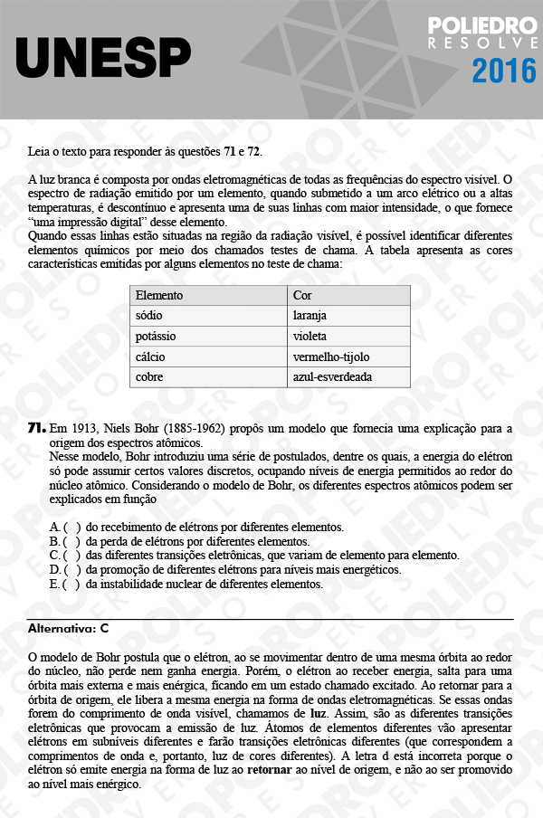 Questão 71 - 1ª Fase - UNESP 2016