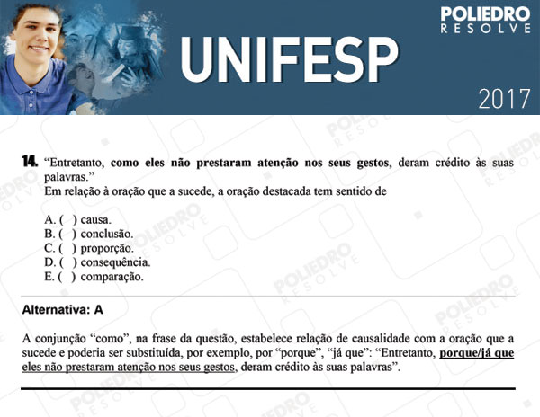 Questão 14 - 1º dia - UNIFESP 2017