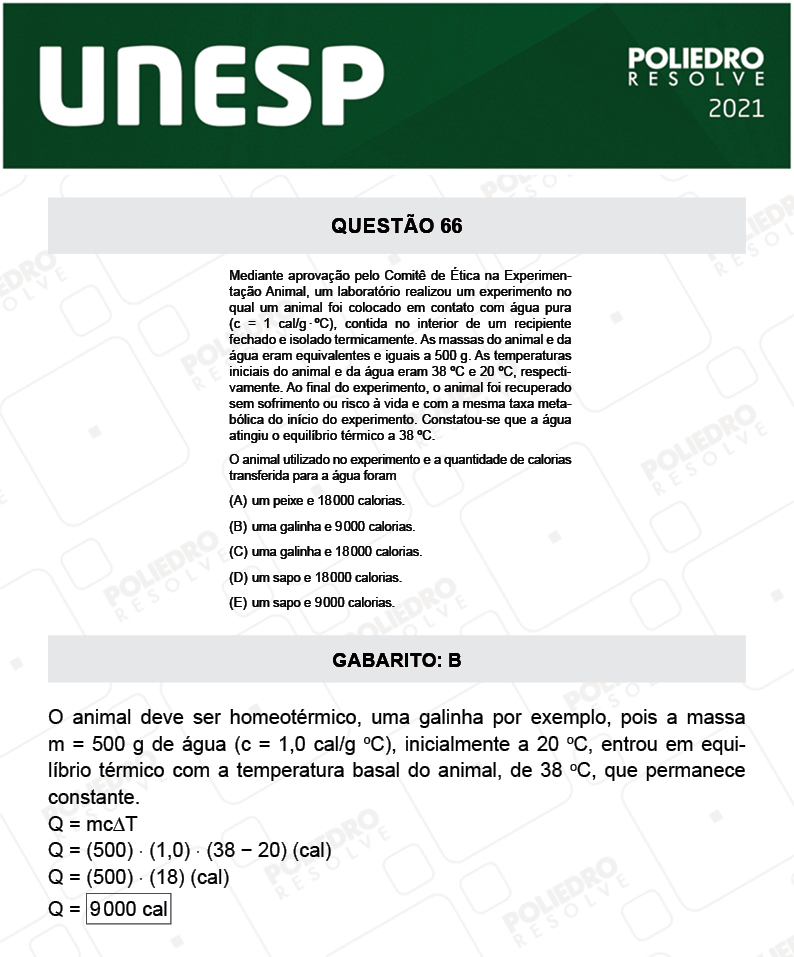 Questão 66 - 1ª Fase - 2º Dia - UNESP 2021