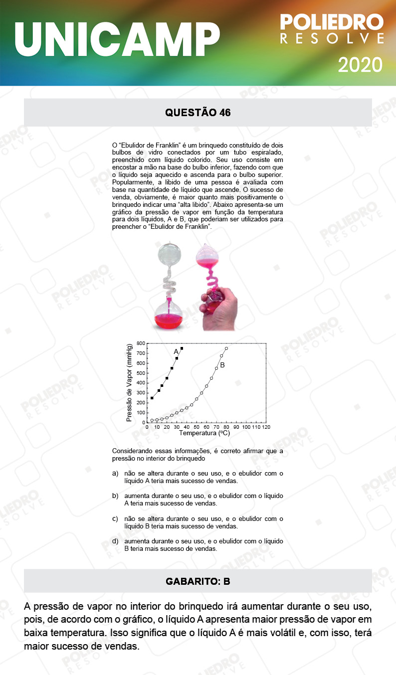 Questão 46 - 1ª Fase - Prova Q e X - UNICAMP 2020