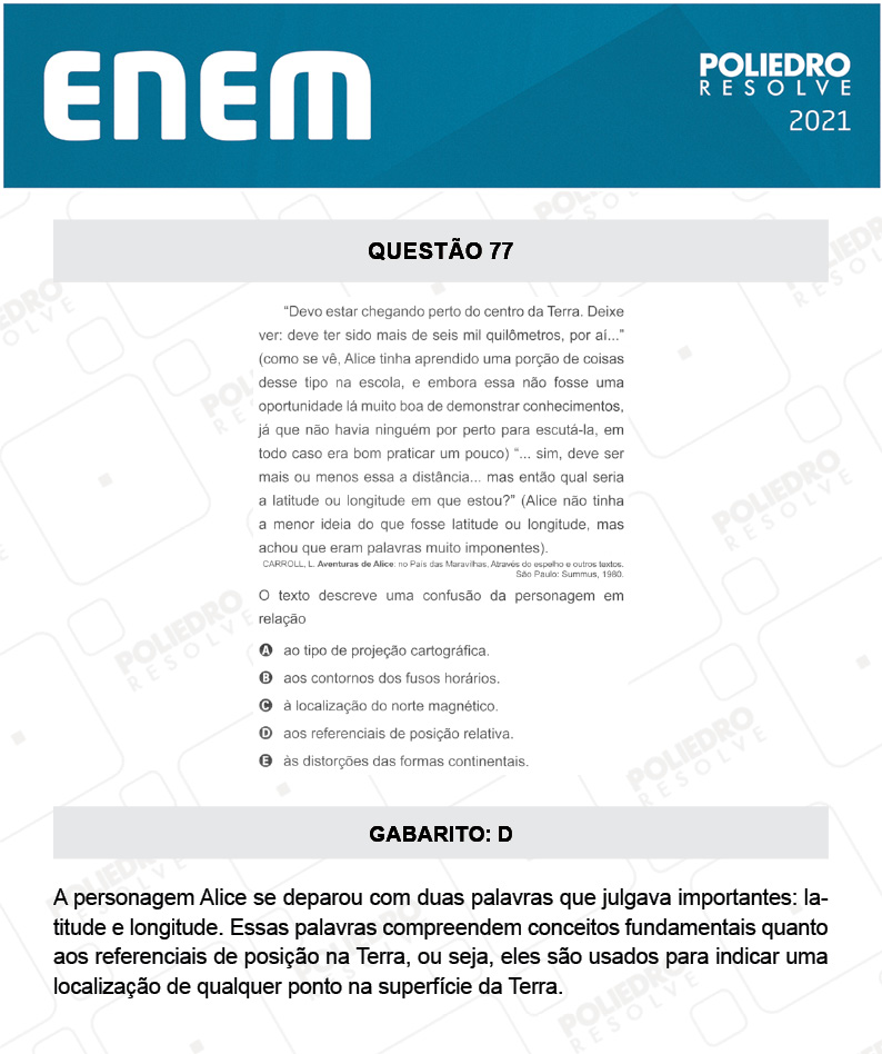 Questão 77 - 1º DIA - Prova Branca - ENEM 2020