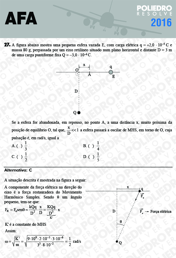 Questão 27 - Prova Modelo C - AFA 2016