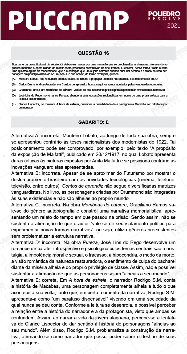 Questão 16 - Direito - PUC-Campinas 2021