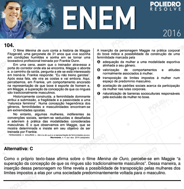 Questão 104 - 2º dia (PROVA CINZA) - ENEM 2016