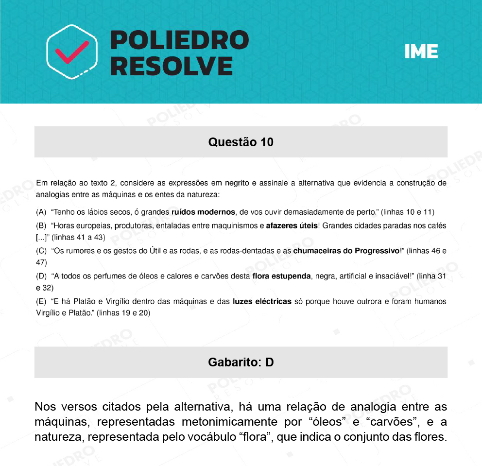 Questão 10 - 2ª Fase - Português/Inglês - IME 2022