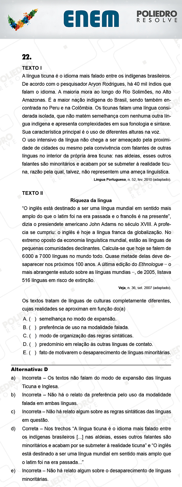 Questão 22 - 1º Dia (PROVA AZUL) - ENEM 2017