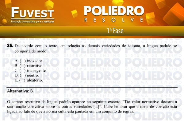 Questão 35 - 1ª Fase - FUVEST 2012