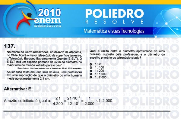 Questão 137 - Domingo (Prova rosa) - ENEM 2010