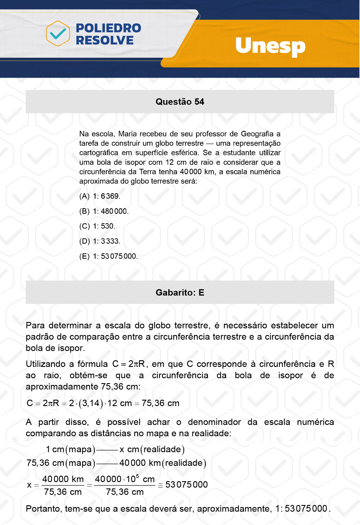 Questão 54 - 1ª Fase - UNESP 2024