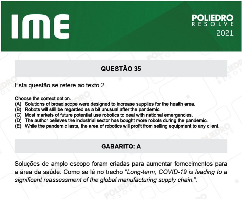 Questão 35 - 2ª Fase - Português/Inglês - IME 2021