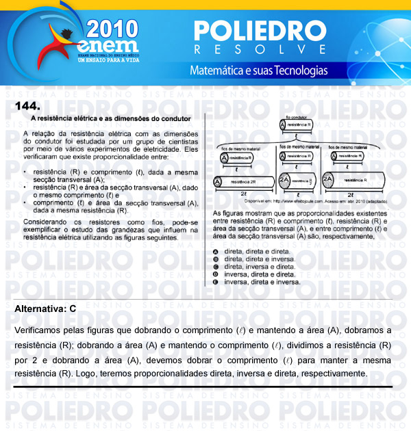 Questão 144 - Domingo (Prova rosa) - ENEM 2010