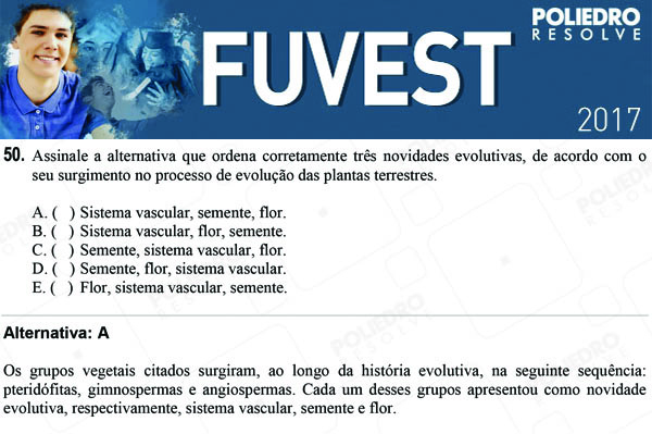 Questão 50 - 1ª Fase - FUVEST 2017