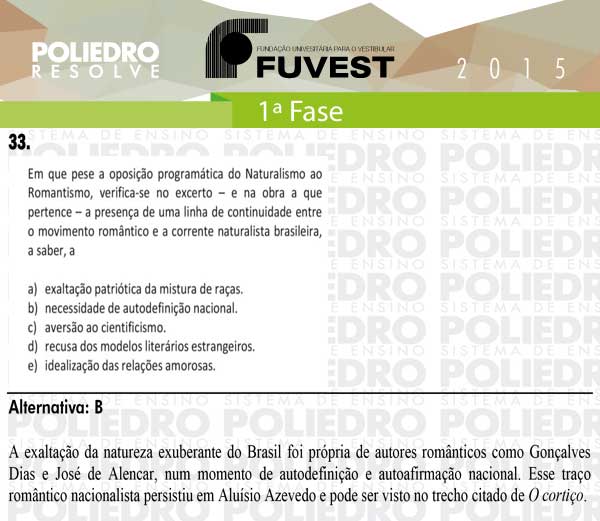 Questão 33 - 1ª Fase - FUVEST 2015