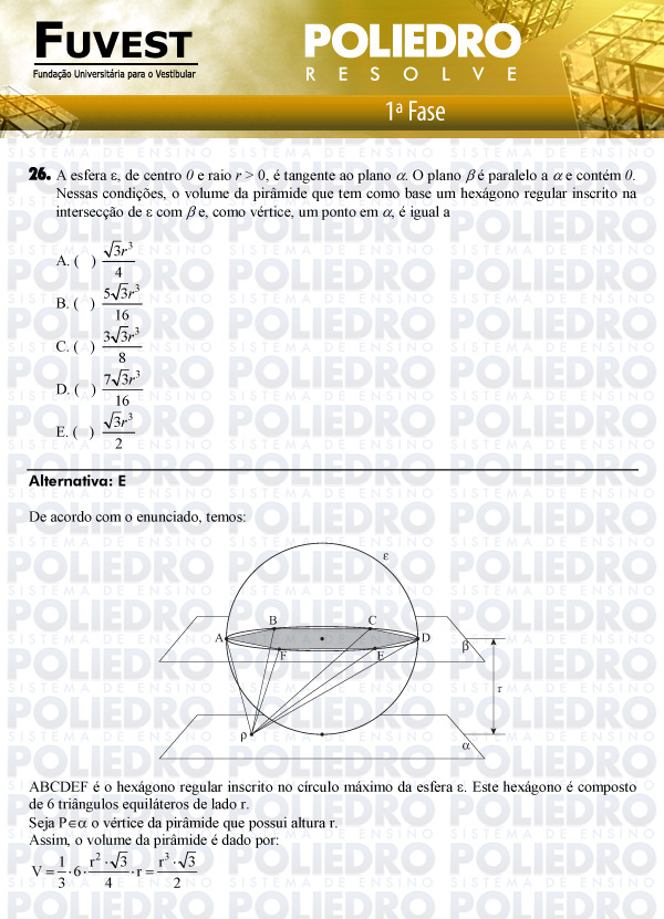 Questão 26 - 1ª Fase - FUVEST 2011