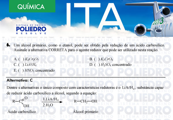 Questão 6 - Química - ITA 2013