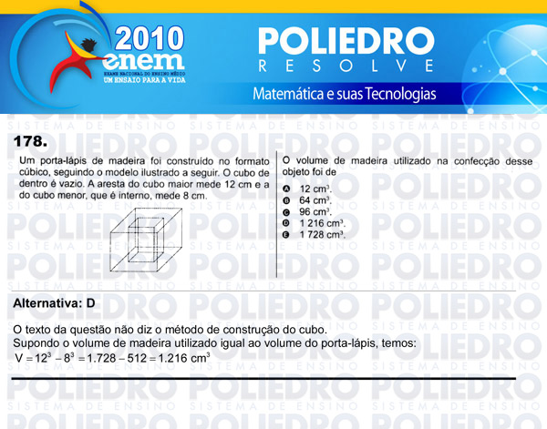 Questão 178 - Domingo (Prova rosa) - ENEM 2010