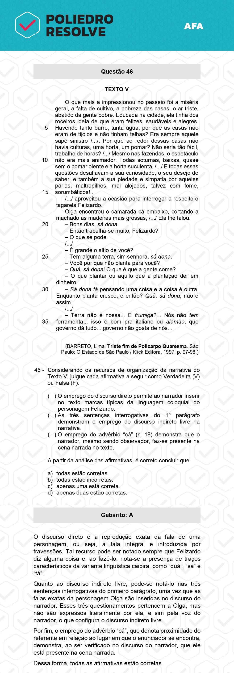 Questão 46 - Prova Modelo A - AFA 2023