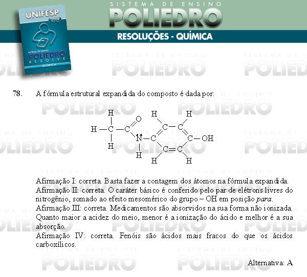 Questão 78 - Conhecimentos Gerais - UNIFESP 2008