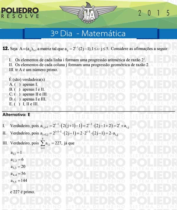 Questão 12 - Matemática - ITA 2015