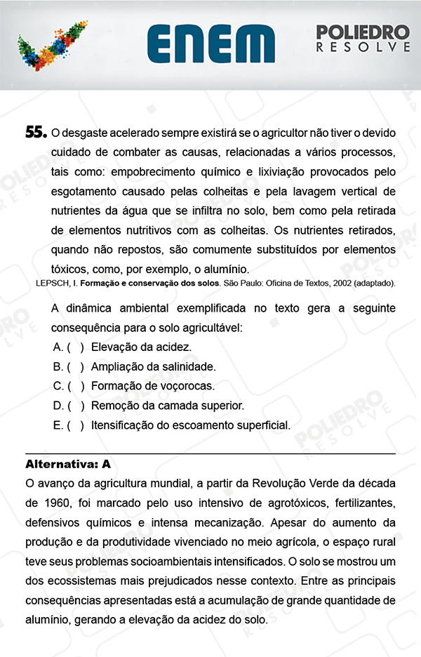 Questão 55 - 1º Dia (PROVA AZUL) - ENEM 2017