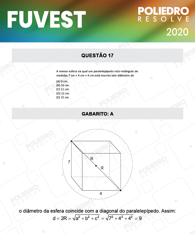 Questão 17 - 1ª Fase - Prova V - FUVEST 2020