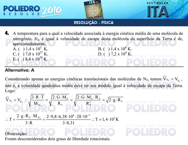 Questão 4 - Física - ITA 2010