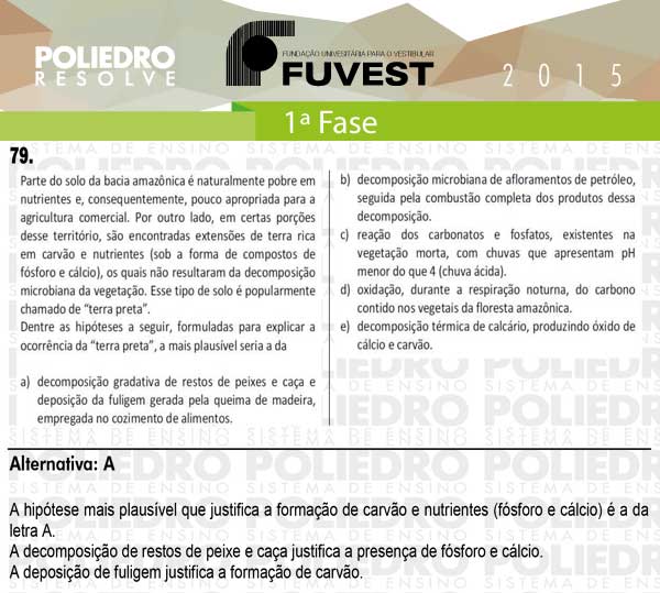 Questão 79 - 1ª Fase - FUVEST 2015