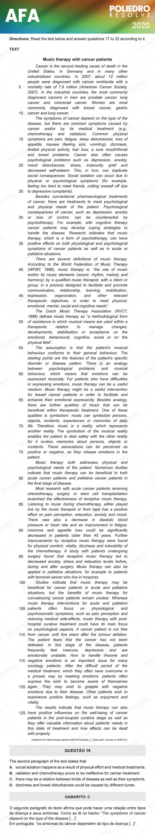 Questão 19 - Prova Modelo C - AFA 2020