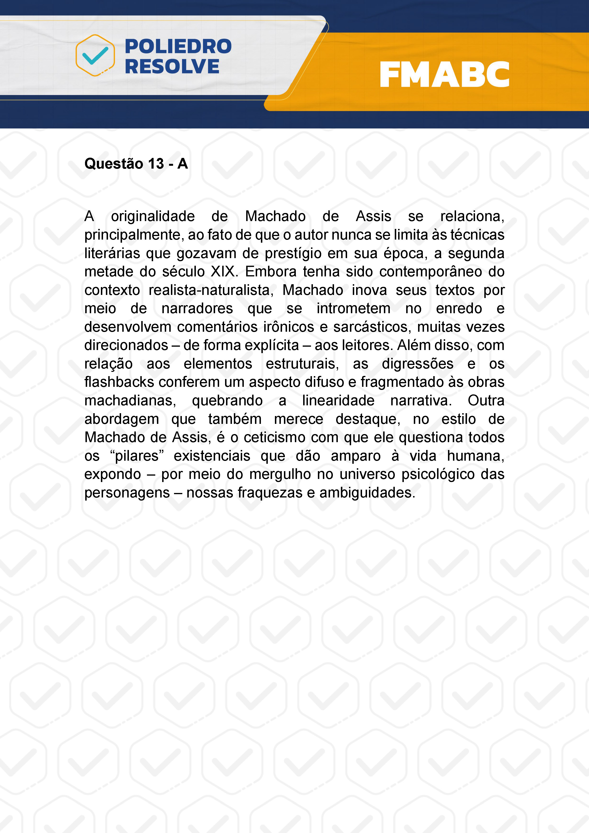 Questão 13 - Fase única - FMABC 2024