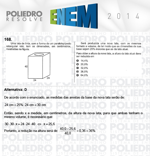 Questão 168 - Domingo (Prova Cinza) - ENEM 2014