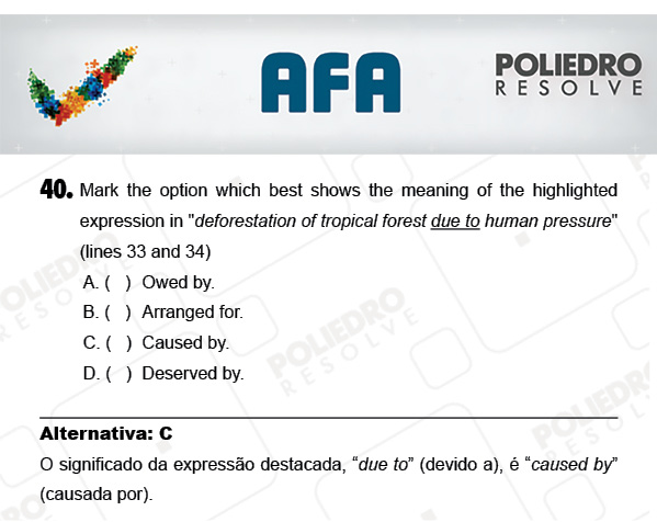 Questão 40 - Prova Modelo A - AFA 2018