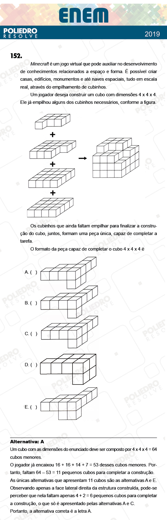 Questão 152 - 2º Dia - Prova CINZA - ENEM 2018