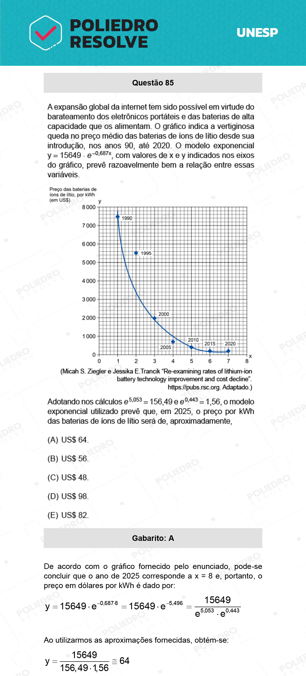 Questão 85 - 1ª Fase - Ext / Hum - UNESP 2022