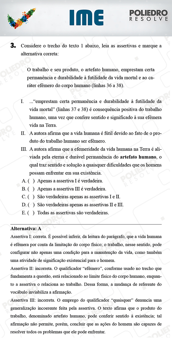 Questão 3 - Português / Inglês - IME 2018