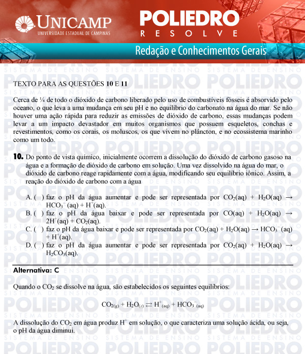 Questão 10 - 1ª Fase Versão Q-Z - UNICAMP 2011