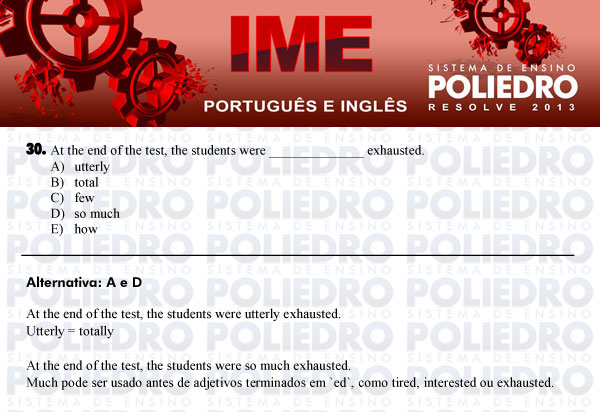 Questão 30 - Português e Inglês - IME 2013