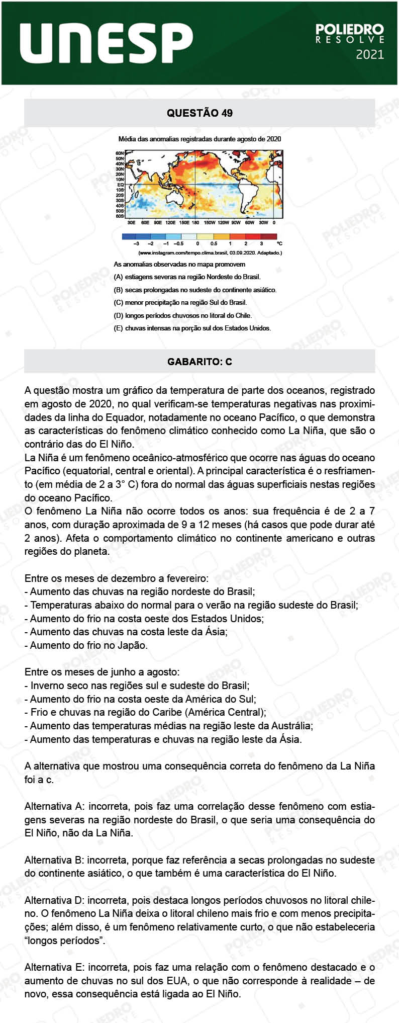 Questão 49 - 1ª Fase - 1º Dia - UNESP 2021