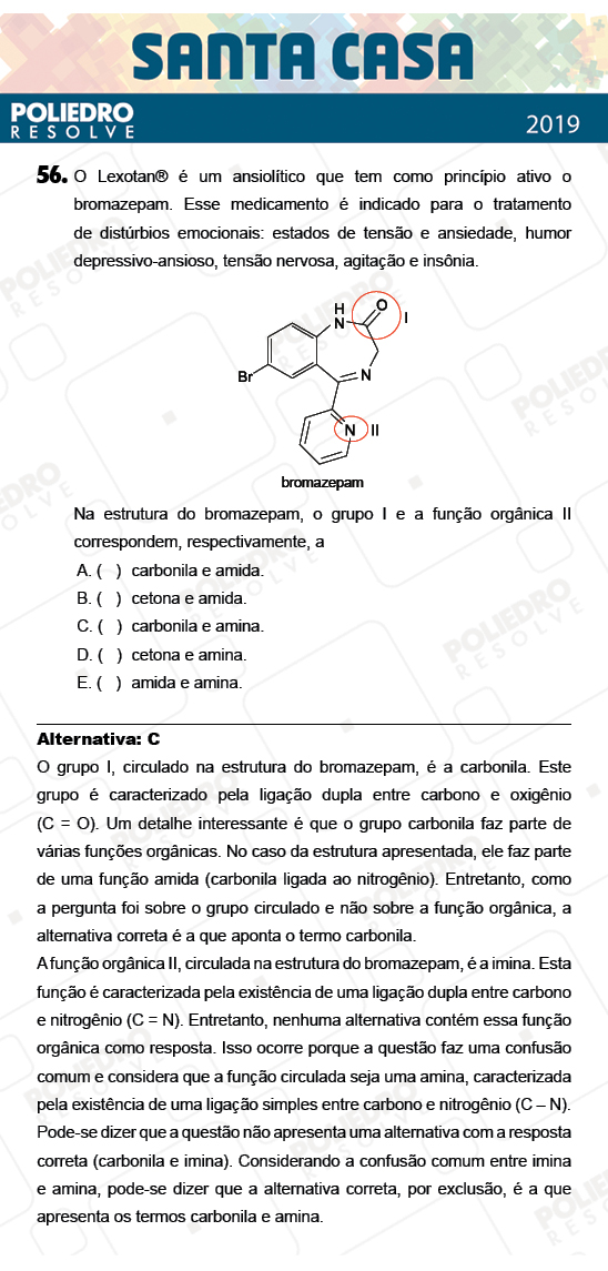 Questão 56 - 2º Dia - Objetivas - SANTA CASA 2019