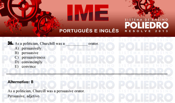 Questão 38 - Português e Inglês - IME 2013