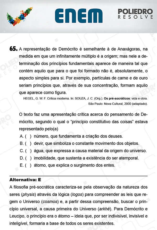 Questão 65 - 1º Dia (PROVA AZUL) - ENEM 2017